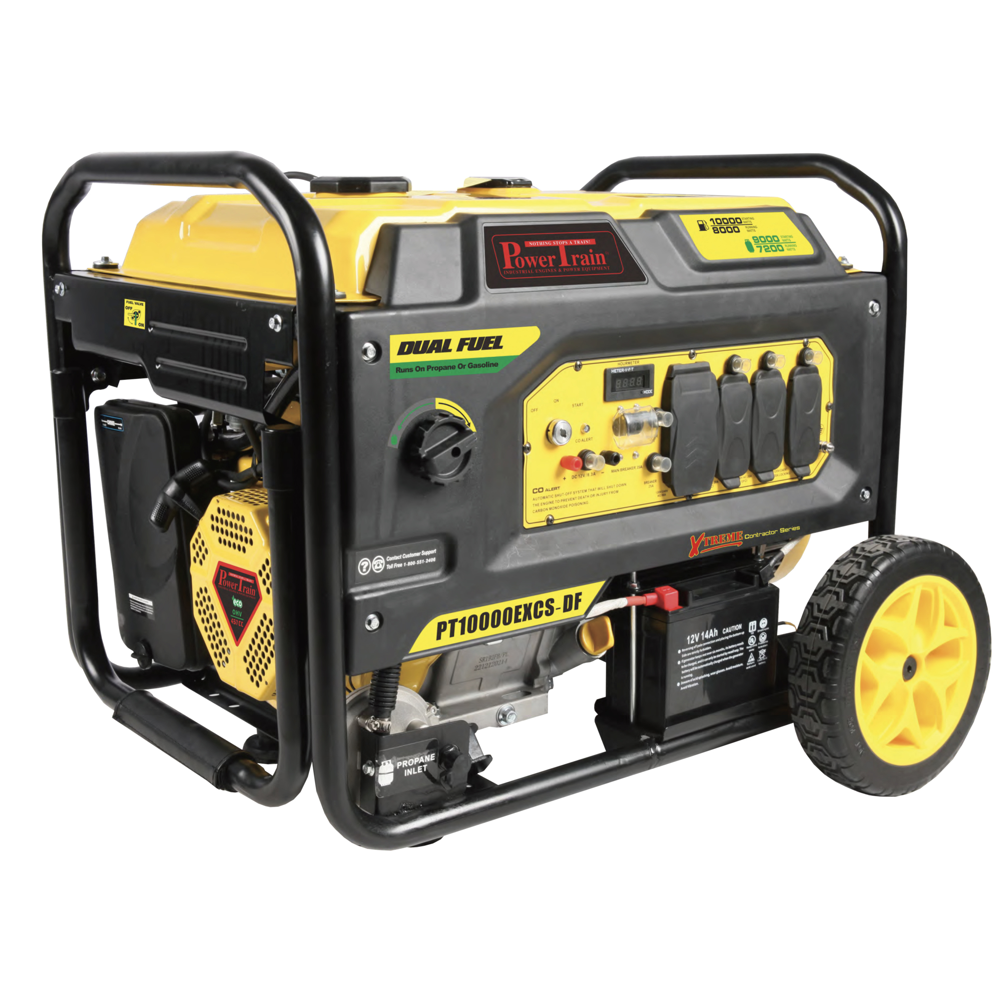 PowerTrain Dual Fuel Generator — 10000 Watts, 457cc, Electric Start, 120V/240V, Model# PT10000EXCS-DF
